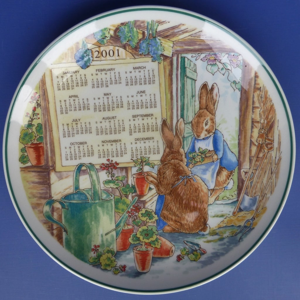 Wedgwood Beatrix Potter Peter Rabbit Calendar Plate 2001 Peak